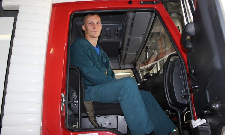 Александр Савчук на выставке пожарной техники